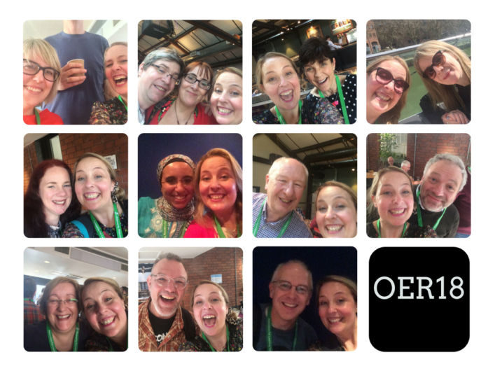 ALT's Membership Manager, Debbie Baff, with colleagues at OER18